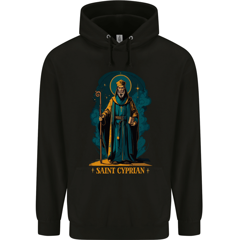 St Cyprian Saint Mens 80% Cotton Hoodie Black