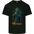 St Cyprian Saint Mens Cotton T-Shirt Tee Top Black