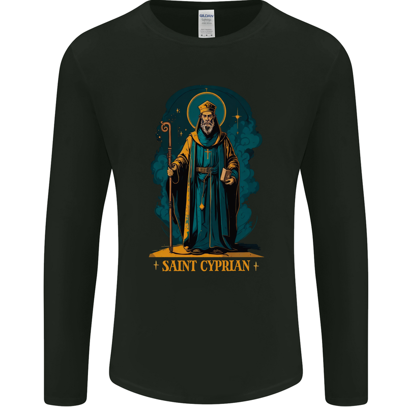 St Cyprian Saint Mens Long Sleeve T-Shirt Black