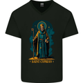 St Cyprian Saint Mens V-Neck Cotton T-Shirt Black