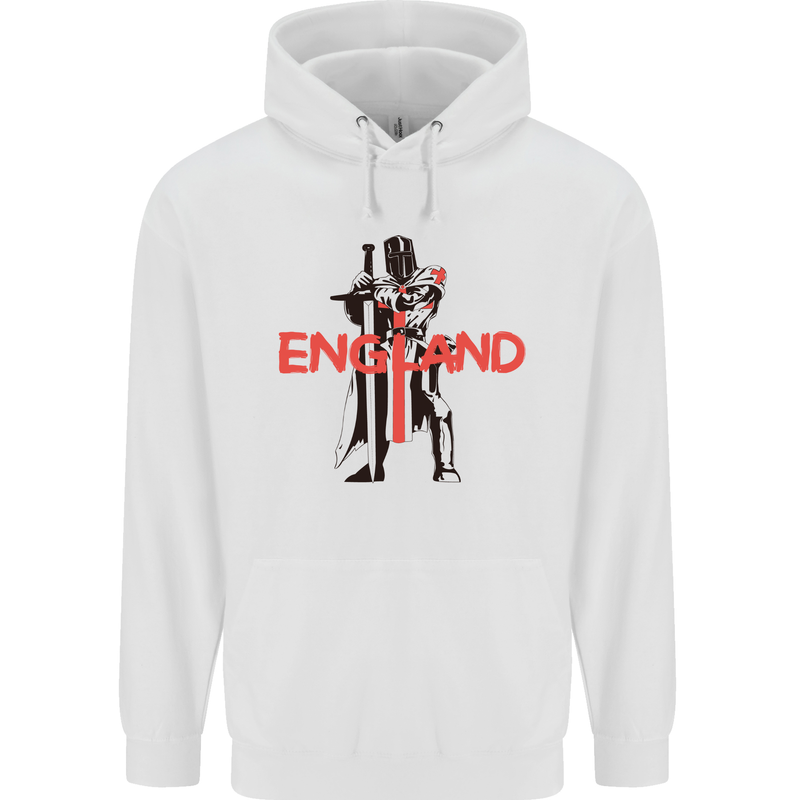 St Georges Day Knights Templar England Flag Mens 80% Cotton Hoodie White