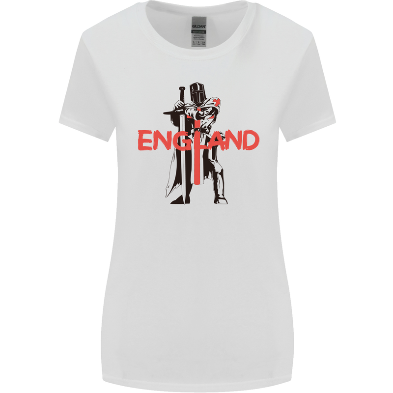 St Georges Day Knights Templar England Flag Womens Wider Cut T-Shirt White