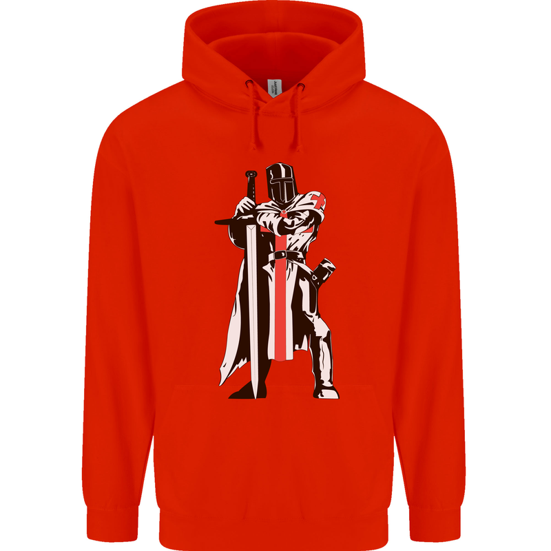 St Georges Day Knights Templar Sword Mens 80% Cotton Hoodie Bright Red