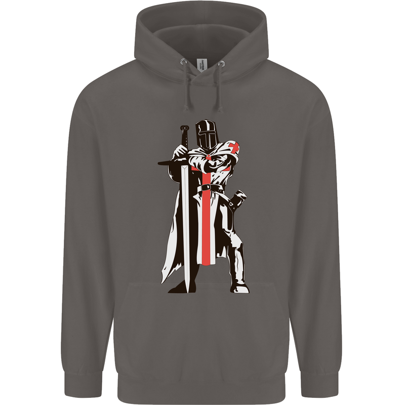 St Georges Day Knights Templar Sword Mens 80% Cotton Hoodie Charcoal