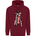 St Georges Day Knights Templar Sword Mens 80% Cotton Hoodie Maroon