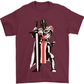St Georges Day Knights Templar Sword Mens T-Shirt 100% Cotton Maroon