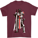 St Georges Day Knights Templar Sword Mens T-Shirt 100% Cotton Maroon