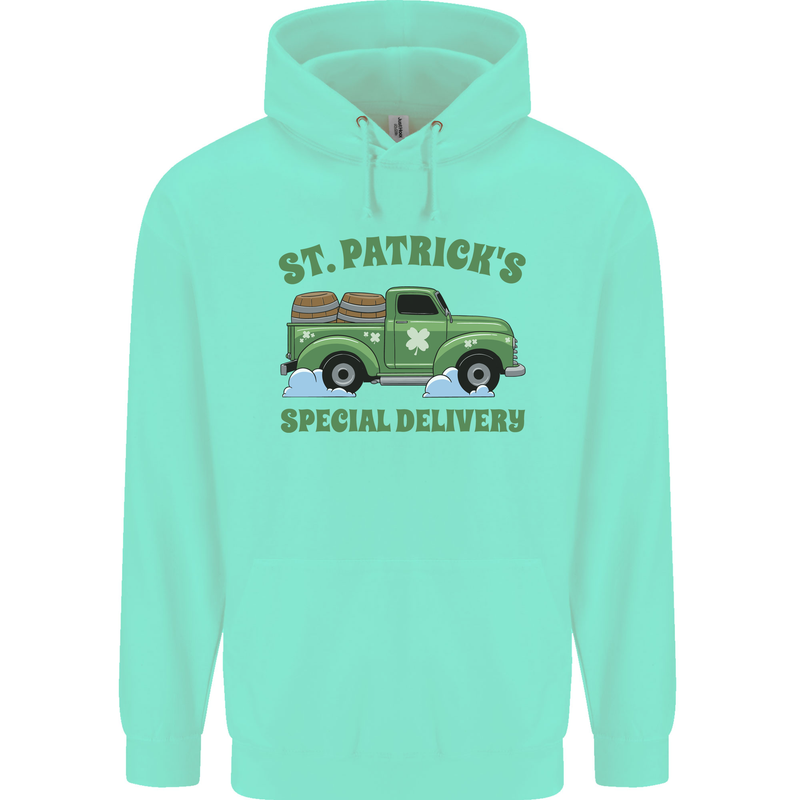 St Patricks Beer Delivery Funny Alcohol Guiness Childrens Kids Hoodie Peppermint