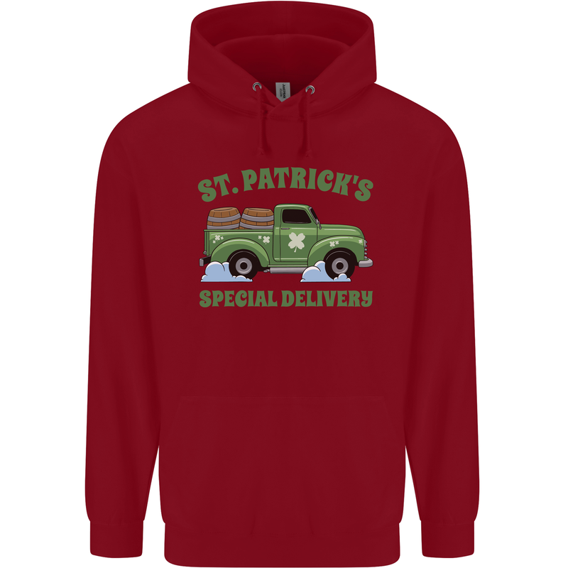 St Patricks Beer Delivery Funny Alcohol Guiness Childrens Kids Hoodie Red