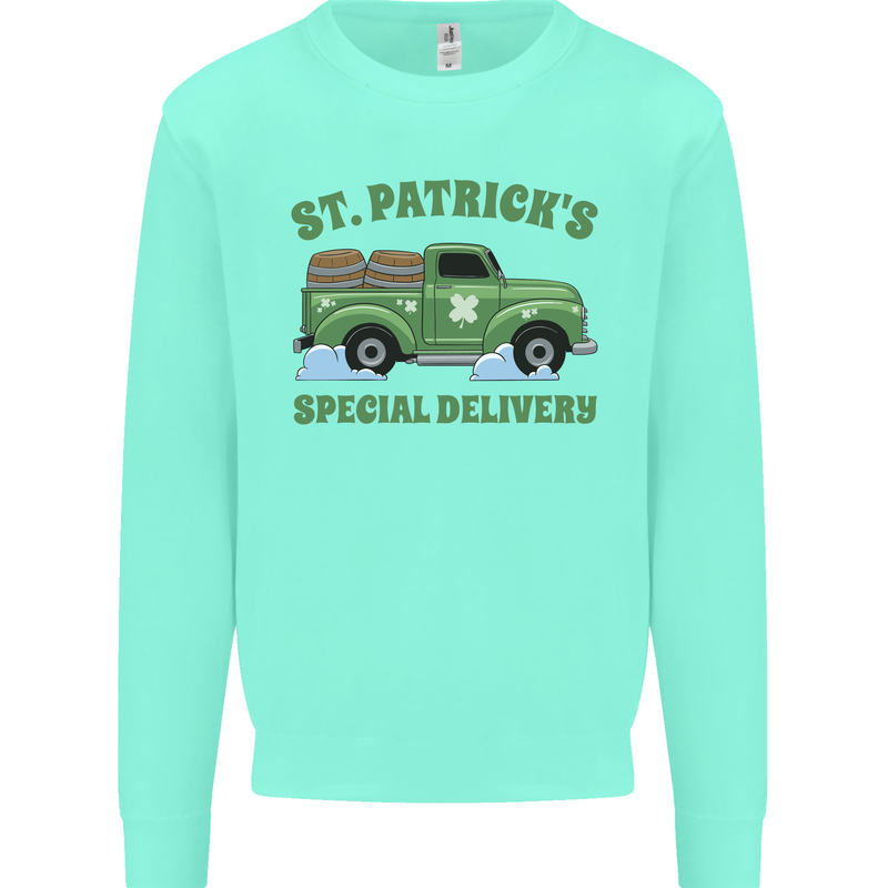 St Patricks Beer Delivery Funny Alcohol Guiness Kids Sweatshirt Jumper Peppermint