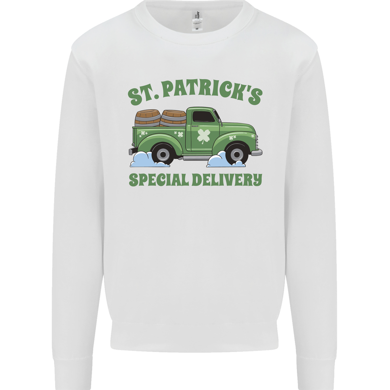 St Patricks Beer Delivery Funny Alcohol Guiness Kids Sweatshirt Jumper White