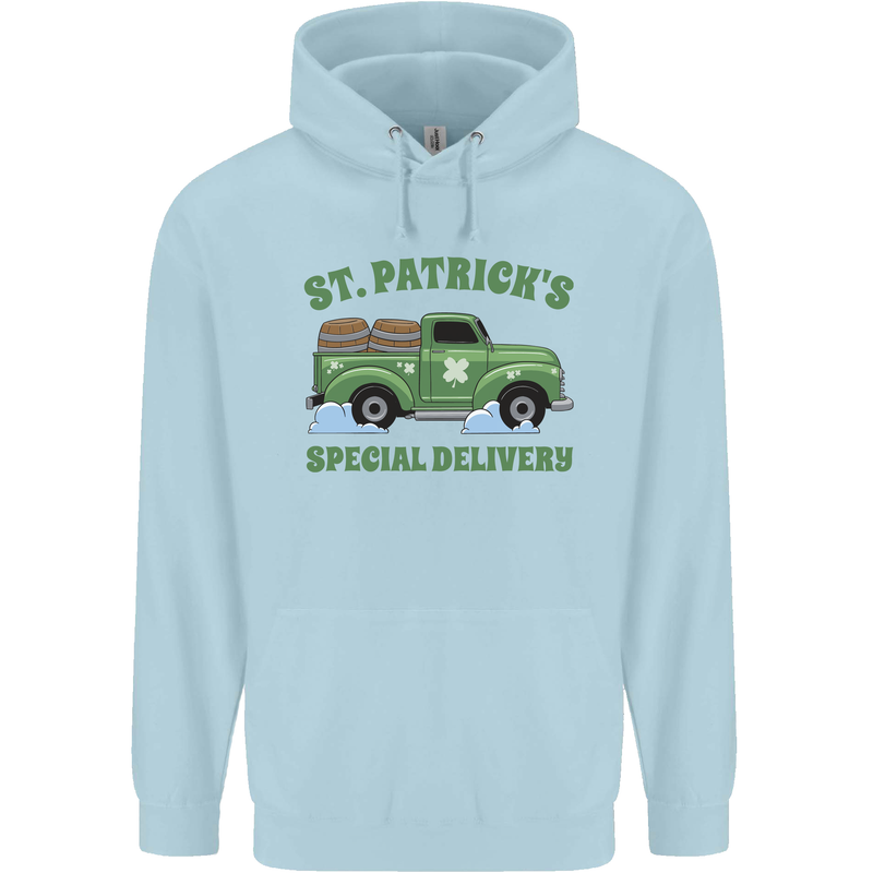 St Patricks Beer Delivery Funny Alcohol Guiness Mens 80% Cotton Hoodie Light Blue