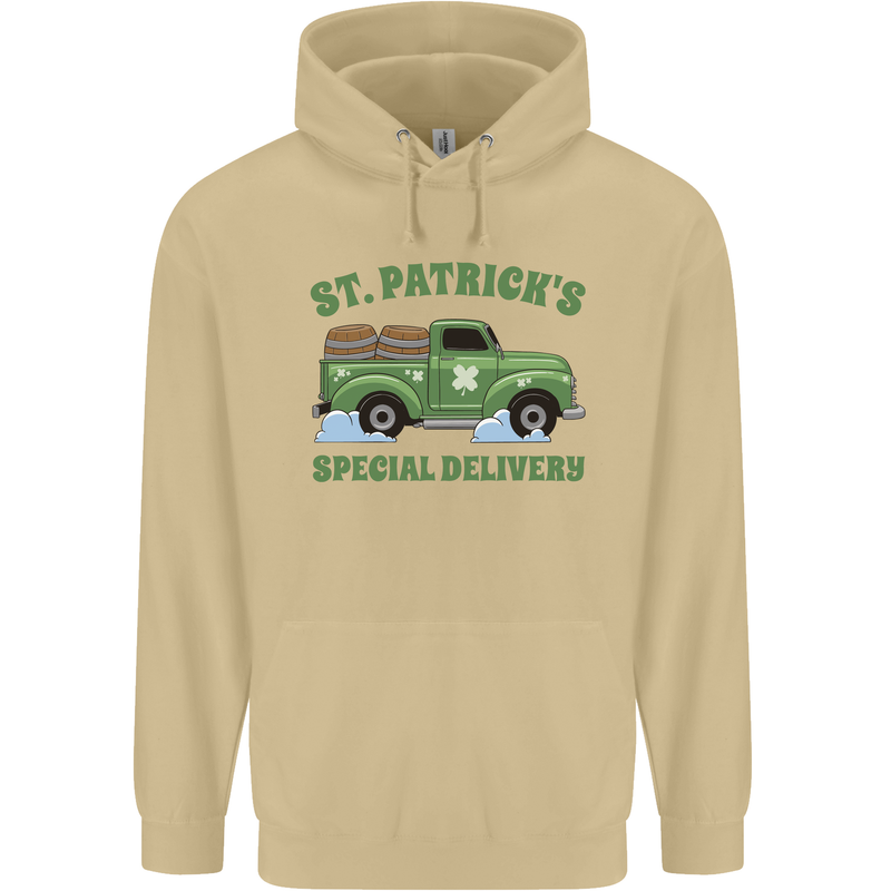 St Patricks Beer Delivery Funny Alcohol Guiness Mens 80% Cotton Hoodie Sand