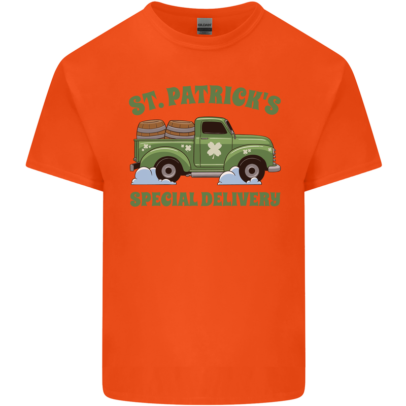 St Patricks Beer Delivery Funny Alcohol Guiness Mens Cotton T-Shirt Tee Top Orange