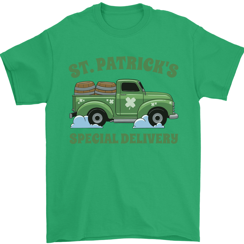 St Patricks Beer Delivery Funny Alcohol Guiness Mens T-Shirt 100% Cotton Irish Green