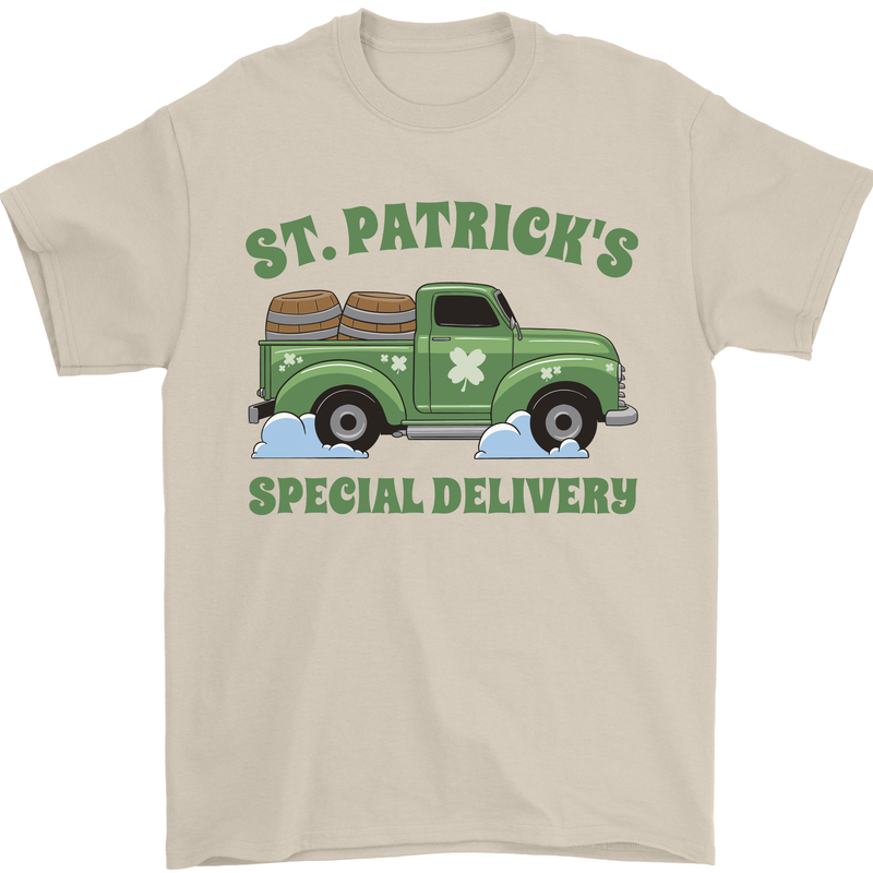 St Patricks Beer Delivery Funny Alcohol Guiness Mens T-Shirt 100% Cotton Sand