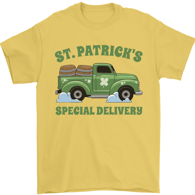 St Patricks Beer Delivery Funny Alcohol Guiness Mens T-Shirt 100% Cotton Yellow