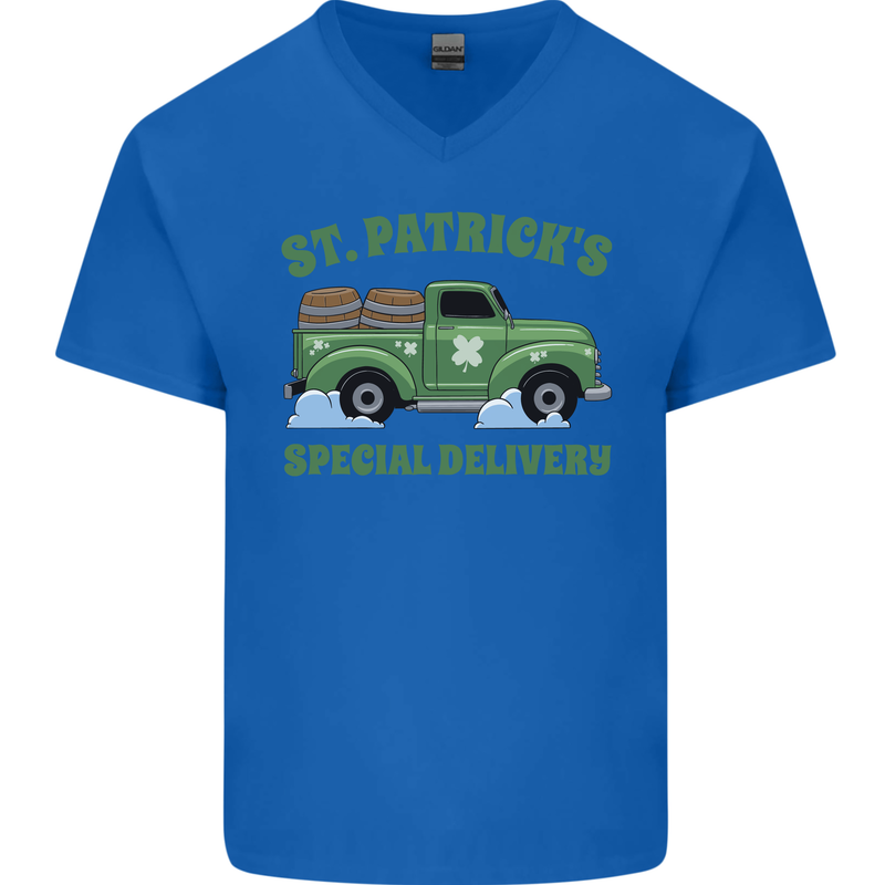 St Patricks Beer Delivery Funny Alcohol Guiness Mens V-Neck Cotton T-Shirt Royal Blue