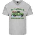 St Patricks Beer Delivery Funny Alcohol Guiness Mens V-Neck Cotton T-Shirt Sports Grey