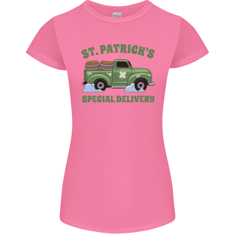 St Patricks Beer Delivery Funny Alcohol Guiness Womens Petite Cut T-Shirt Azalea