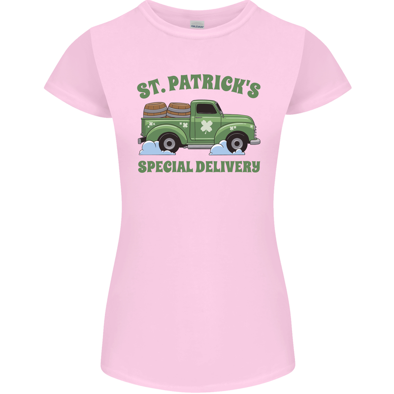 St Patricks Beer Delivery Funny Alcohol Guiness Womens Petite Cut T-Shirt Light Pink