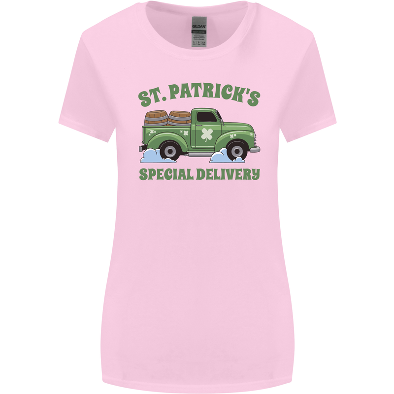 St Patricks Beer Delivery Funny Alcohol Guiness Womens Wider Cut T-Shirt Light Pink