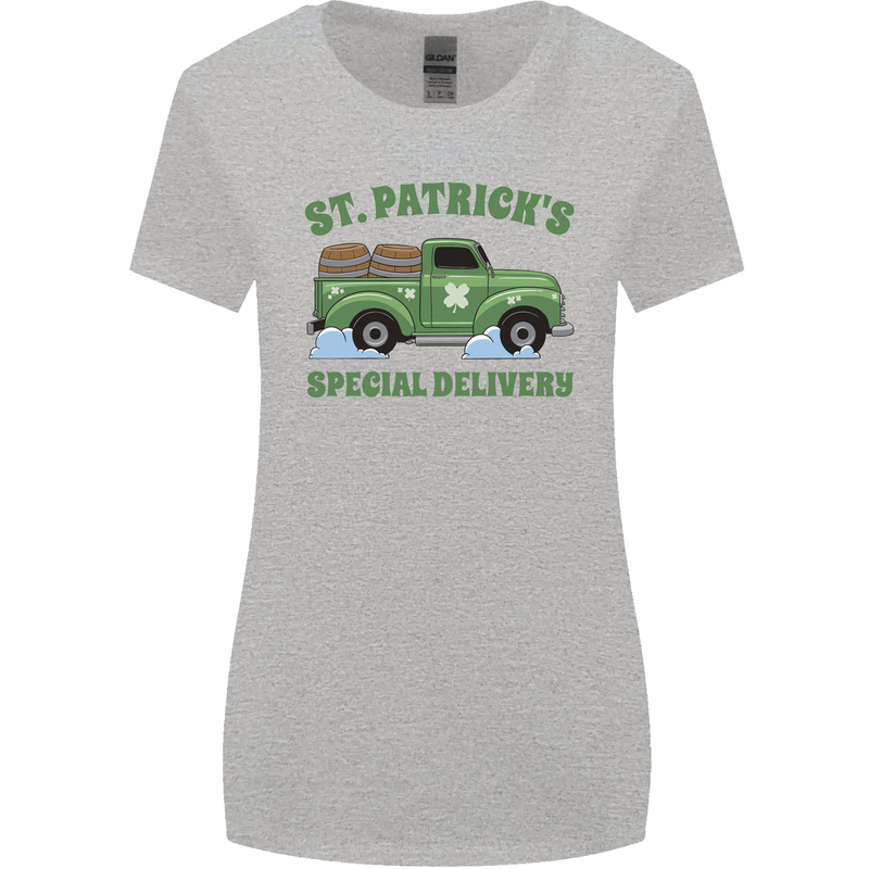 St Patricks Beer Delivery Funny Alcohol Guiness Womens Wider Cut T-Shirt Sports Grey