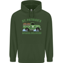St Patricks Beer Delivery Funny Alcohol Guinness Childrens Kids Hoodie Forest Green
