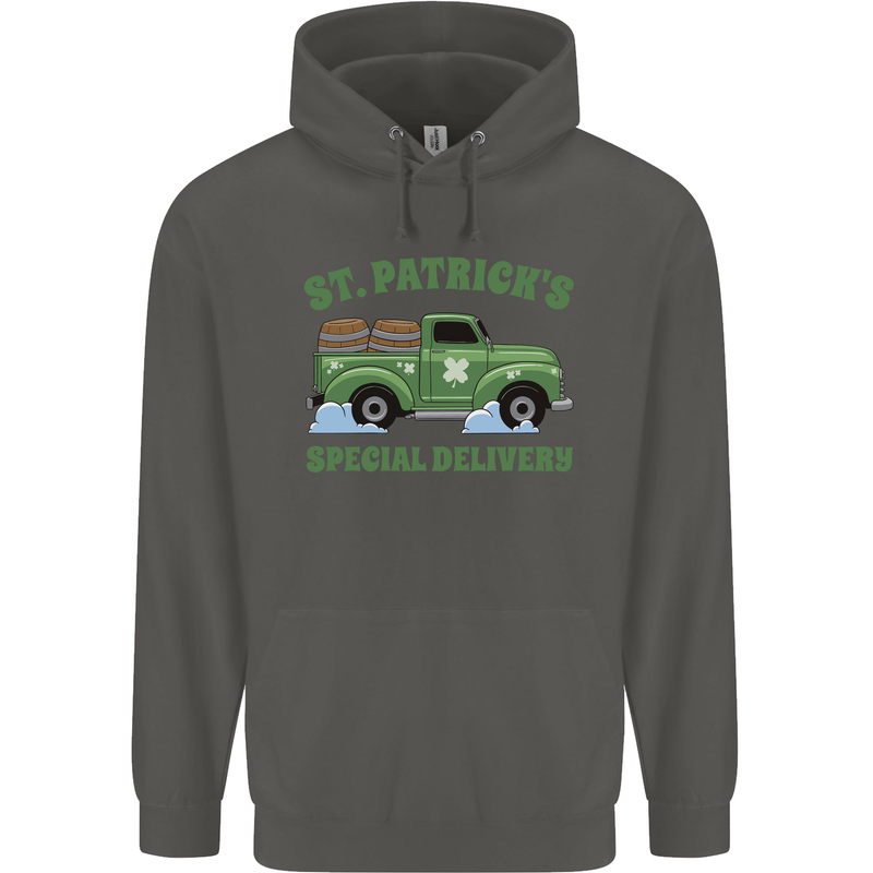 St Patricks Beer Delivery Funny Alcohol Guinness Childrens Kids Hoodie Storm Grey