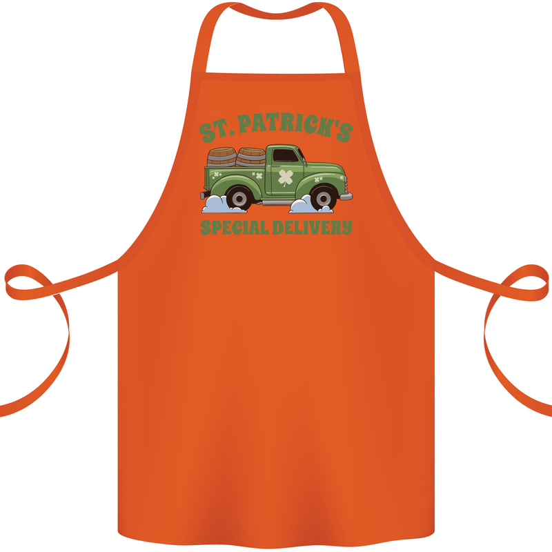St Patricks Beer Delivery Funny Alcohol Guinness Cotton Apron 100% Organic Orange