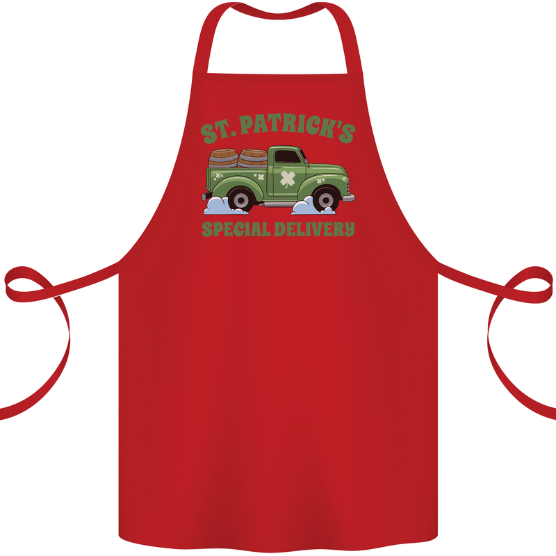 St Patricks Beer Delivery Funny Alcohol Guinness Cotton Apron 100% Organic Red