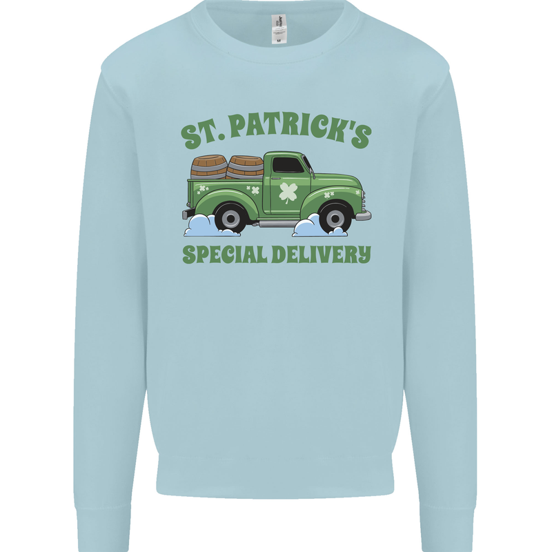 St Patricks Beer Delivery Funny Alcohol Guinness Kids Sweatshirt Jumper Light Blue