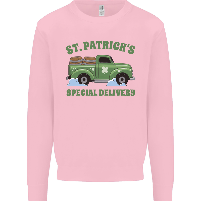 St Patricks Beer Delivery Funny Alcohol Guinness Kids Sweatshirt Jumper Light Pink