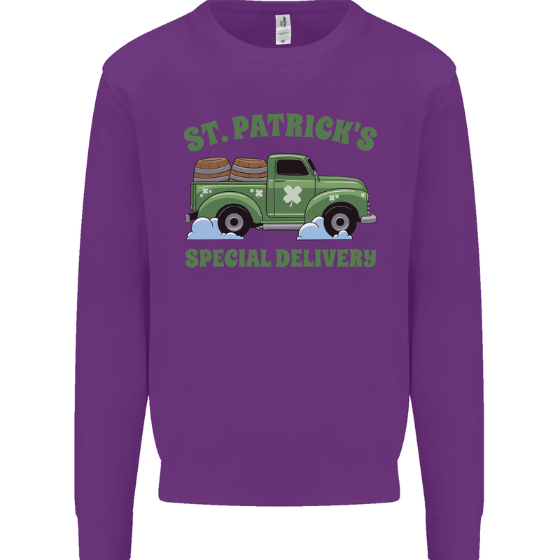 St Patricks Beer Delivery Funny Alcohol Guinness Kids Sweatshirt Jumper Purple