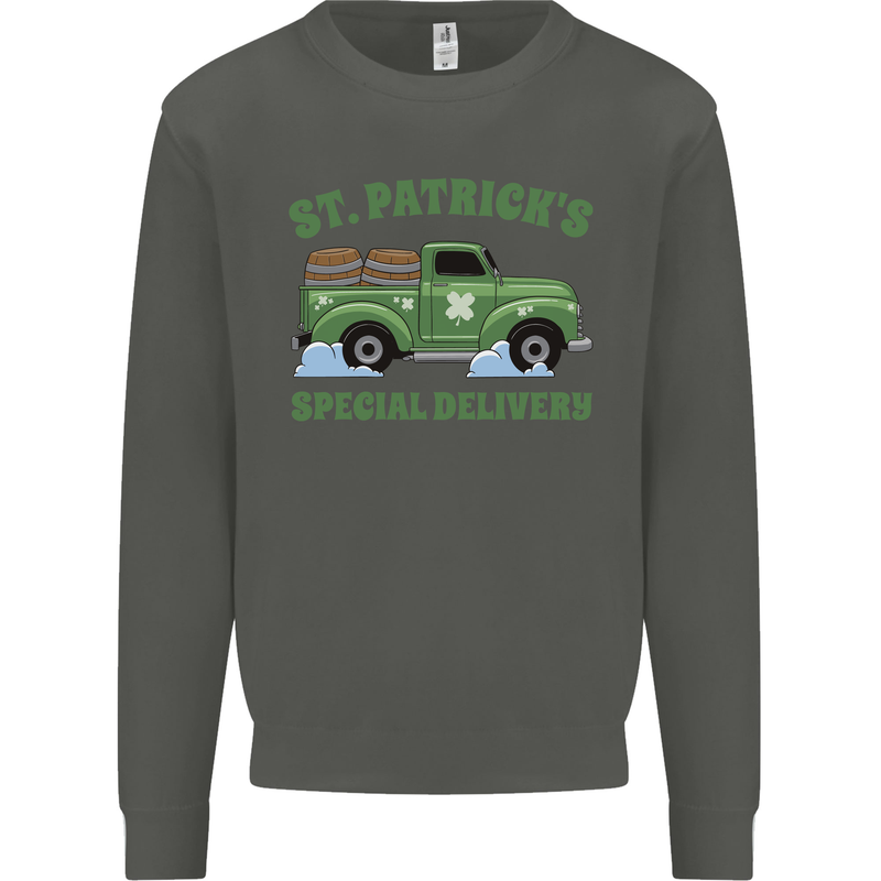 St Patricks Beer Delivery Funny Alcohol Guinness Kids Sweatshirt Jumper Storm Grey