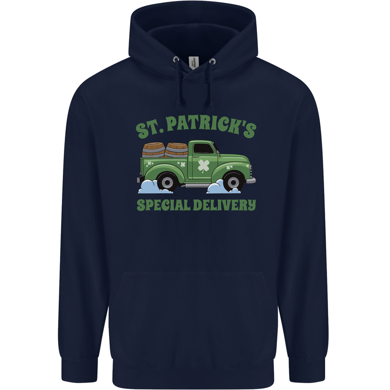 St Patricks Beer Delivery Funny Alcohol Guinness Mens 80% Cotton Hoodie Navy Blue