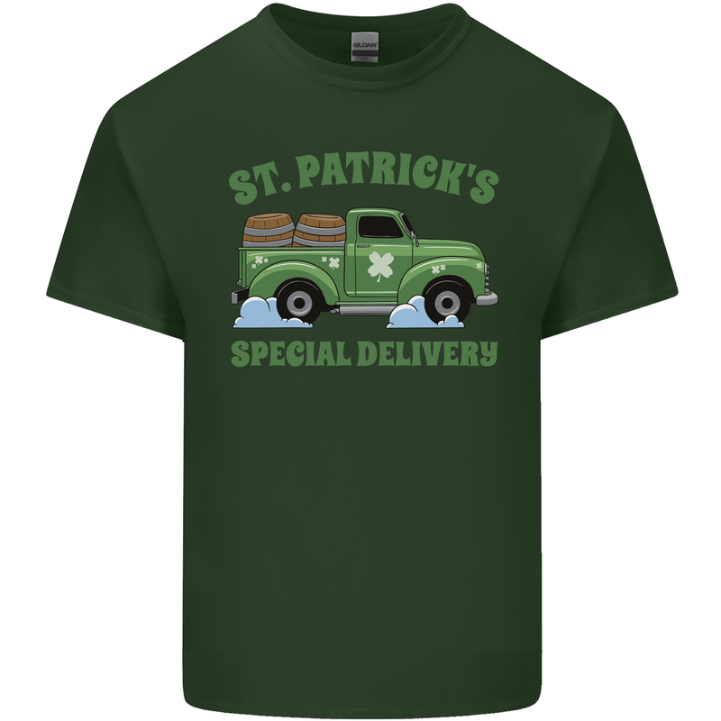 St Patricks Beer Delivery Funny Alcohol Guinness Mens Cotton T-Shirt Tee Top Forest Green