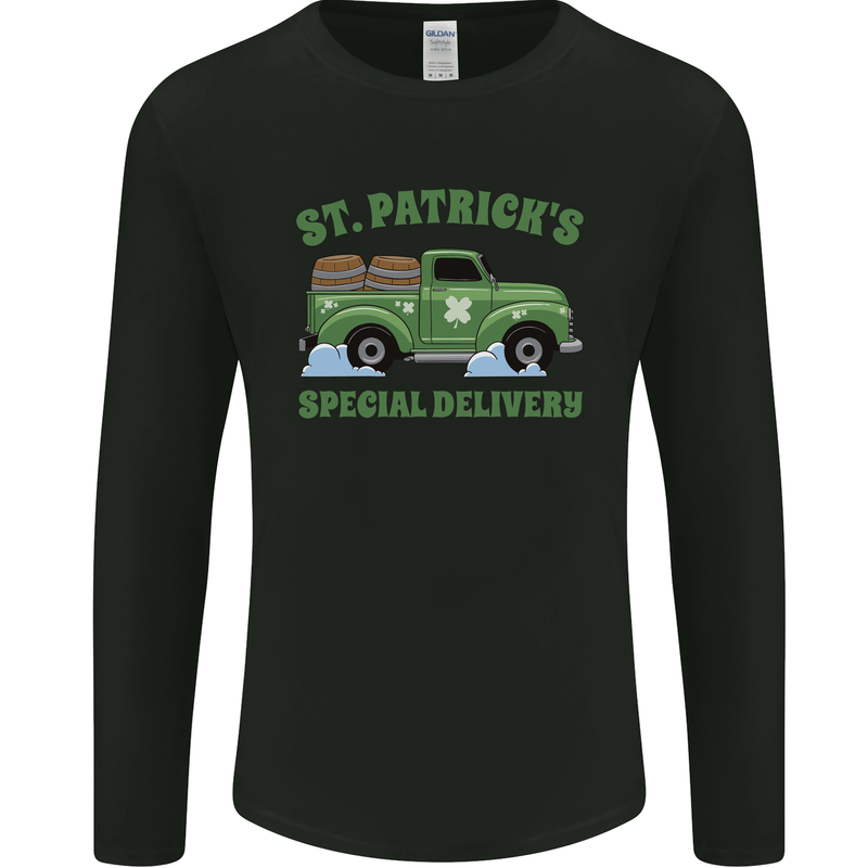 St Patricks Beer Delivery Funny Alcohol Guinness Mens Long Sleeve T-Shirt Black