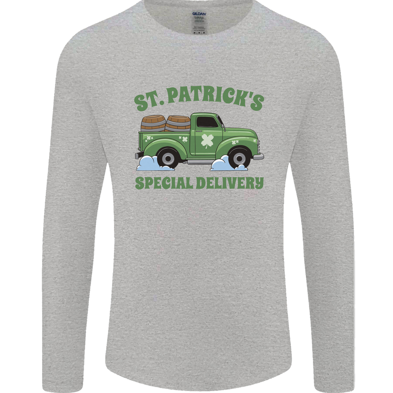 St Patricks Beer Delivery Funny Alcohol Guinness Mens Long Sleeve T-Shirt Sports Grey