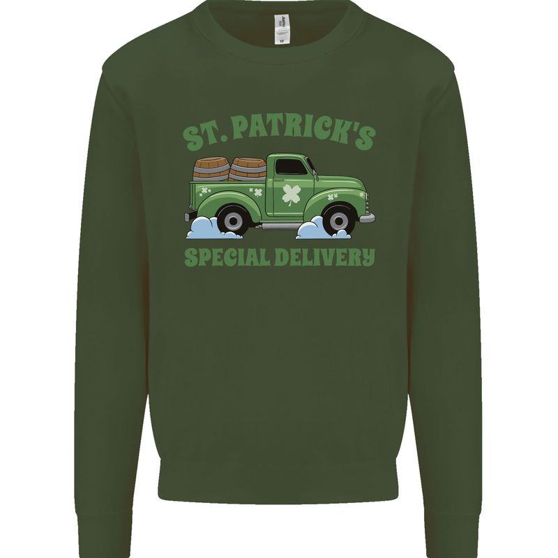 St Patricks Beer Delivery Funny Alcohol Guinness Mens Sweatshirt Jumper Forest Green