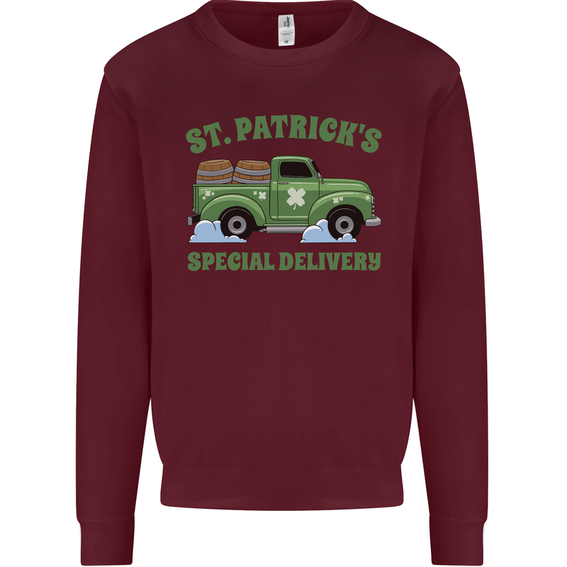 St Patricks Beer Delivery Funny Alcohol Guinness Mens Sweatshirt Jumper Maroon