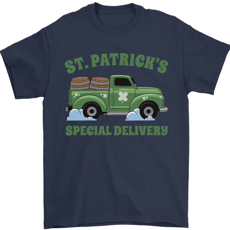 St Patricks Beer Delivery Funny Alcohol Guinness Mens T-Shirt 100% Cotton Navy Blue