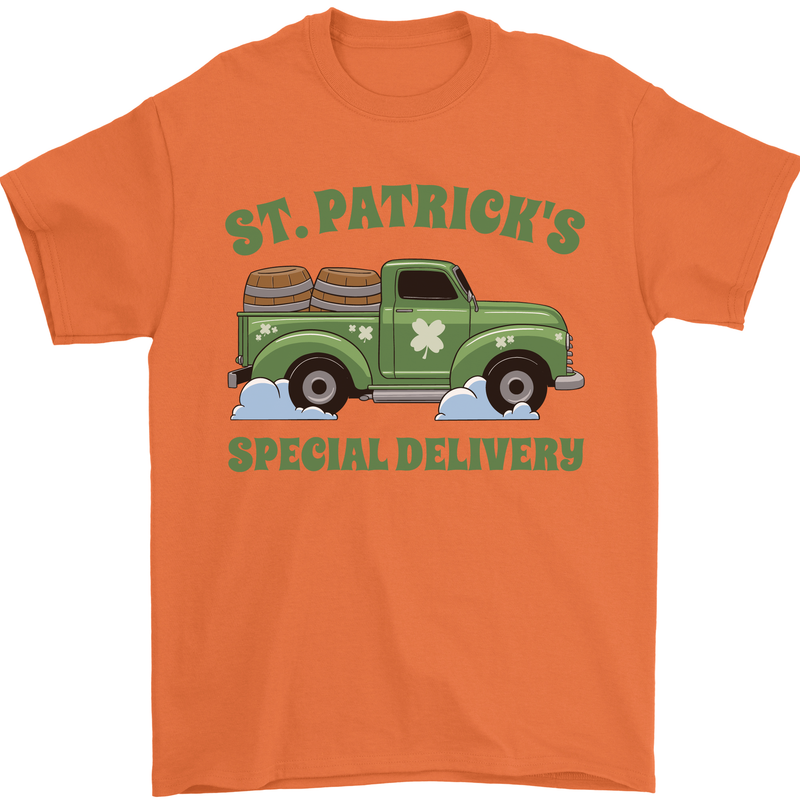 St Patricks Beer Delivery Funny Alcohol Guinness Mens T-Shirt 100% Cotton Orange