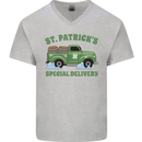 St Patricks Beer Delivery Funny Alcohol Guinness Mens V-Neck Cotton T-Shirt Sports Grey
