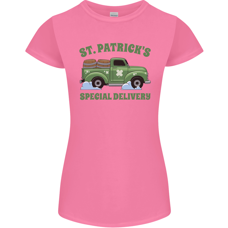 St Patricks Beer Delivery Funny Alcohol Guinness Womens Petite Cut T-Shirt Azalea