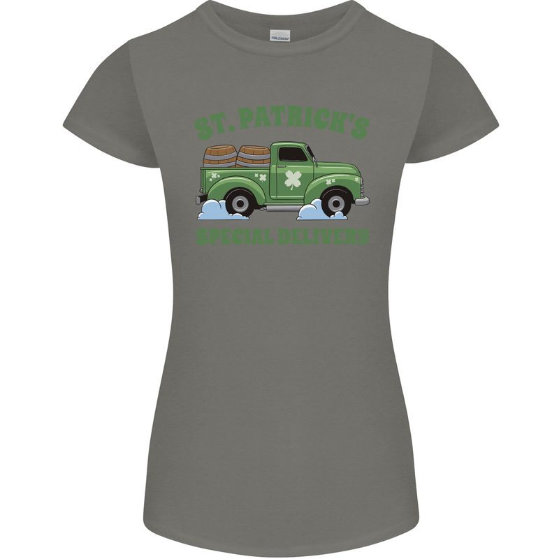 St Patricks Beer Delivery Funny Alcohol Guinness Womens Petite Cut T-Shirt Charcoal