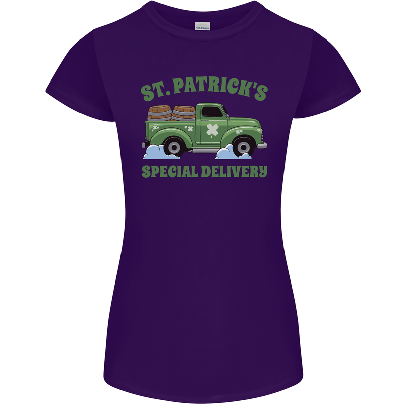 St Patricks Beer Delivery Funny Alcohol Guinness Womens Petite Cut T-Shirt Purple