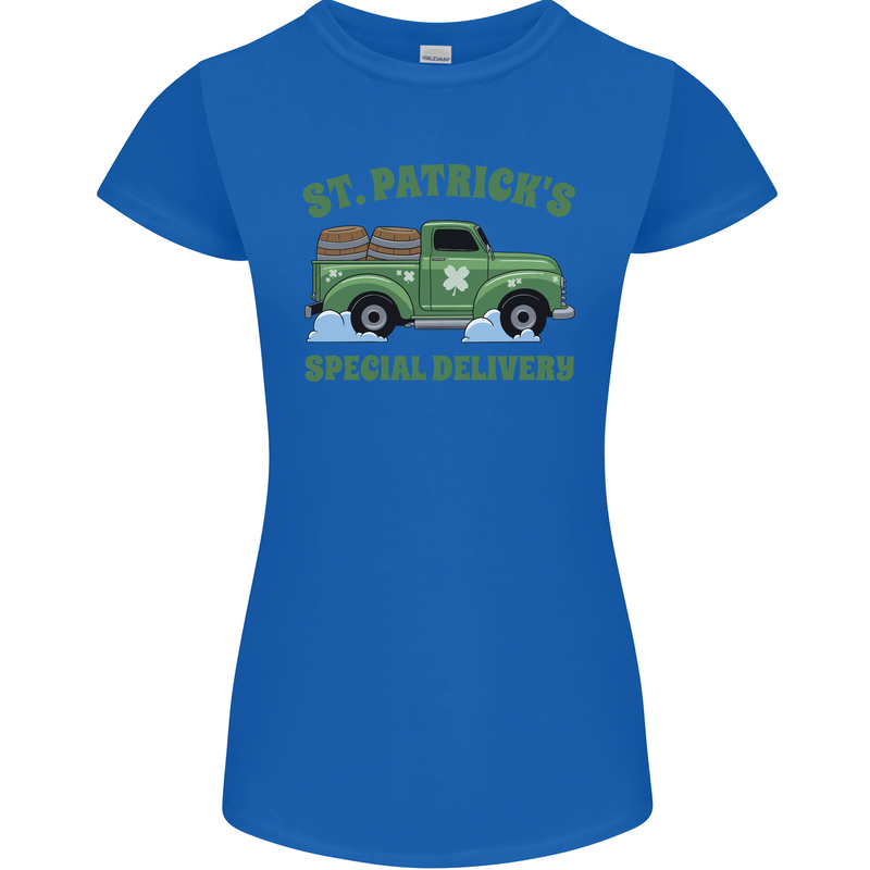St Patricks Beer Delivery Funny Alcohol Guinness Womens Petite Cut T-Shirt Royal Blue