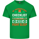 St Patricks Day Checklist Dring Kiss Fight Funny Mens Cotton T-Shirt Tee Top Irish Green
