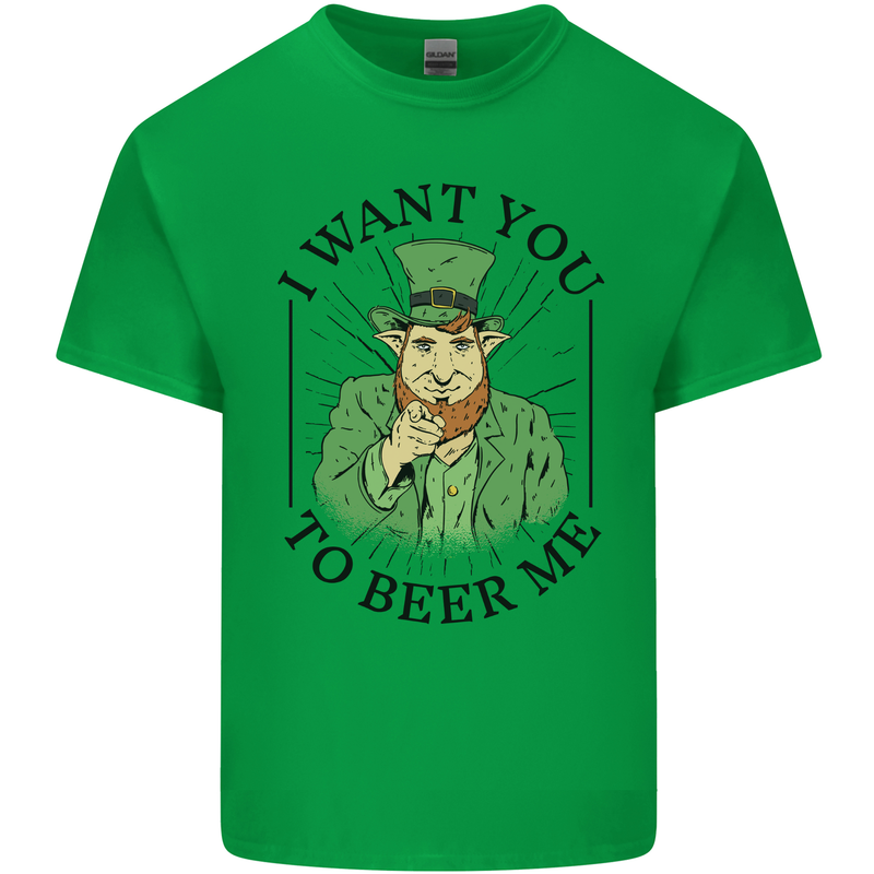 St Patricks Day I Want You to Beer Me Funny Mens Cotton T-Shirt Tee Top Irish Green